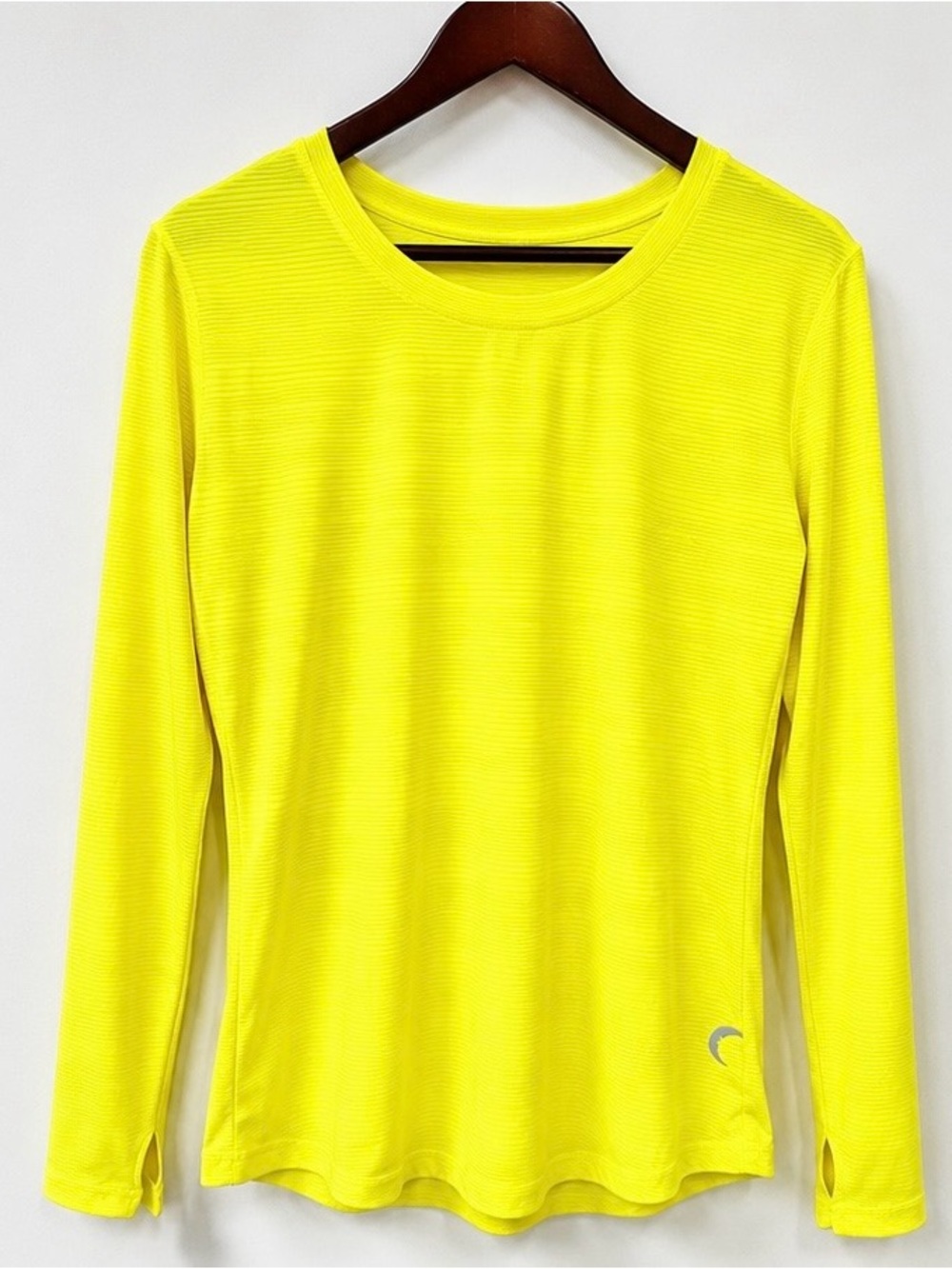 ZYIA Active Neon Yellow Ribbed Long Sleeve Athletic Top Size Large
